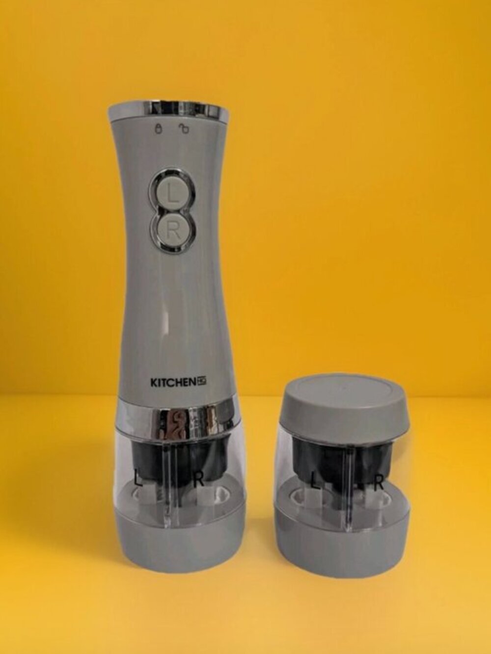 Kitchen HQ Dual Chamber Electric Spice Mill with Extra Chamber- Gray-NIB